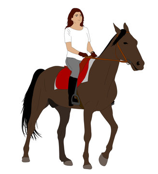 woman riding horse 2 - vector