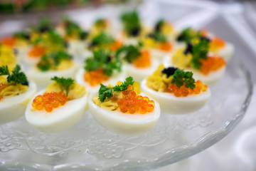 amuse bouche - caviar in eggs