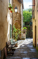 alley of the italian village, Scansano, tuscany - 121589262