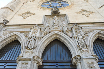 Obraz premium New facade of Santa Maria church of Portbou, Girona province, Catalonia,Spain