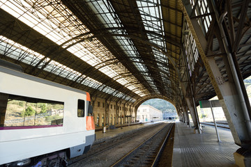 Train station of  Portbou, iron  architecture Girona province,Catalonia,Spain