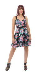 beautiful young woman with a floral dress