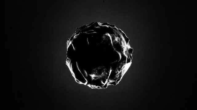 Abstract Black Fabric Sphere Object Looping with Alpha Matte 4K 4096x2304 - the 4K resolution allows you to crop in closely, when placed into HD or SD video projects, without the need for scaling