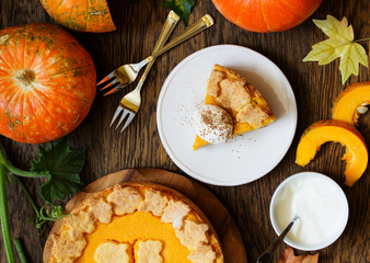 Pumpkin Pie on Thanksgiving Day feast.