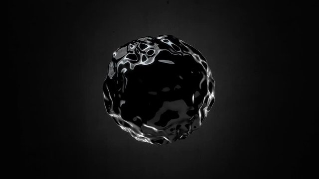 Abstract Black Oil Sphere Object Looping with Alpha Matte. Perfect for biological concepts.