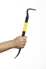 Worker in a helmet and a yellow T-shirt