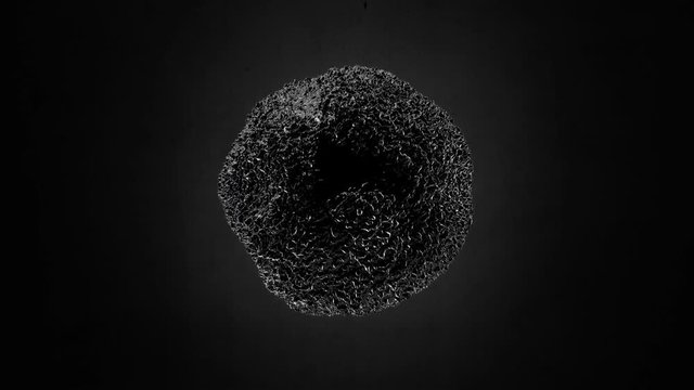 Abstract Black Sponge Sphere Object Looping with Alpha Matte 4K 4096x2304 - the 4K resolution allows you to crop in closely, when placed into HD or SD video projects, without the need for scaling