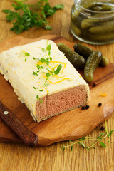 Terrine of chicken liver with butter.