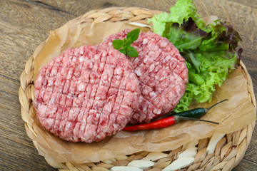 Raw burger cutlet