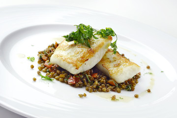 Turbot with crispy lentil Zollino