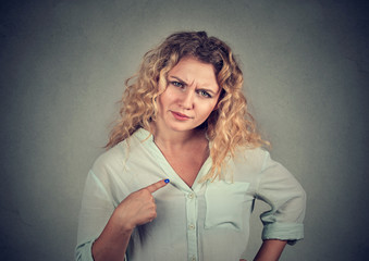 angry annoyed woman asking you talking to me?