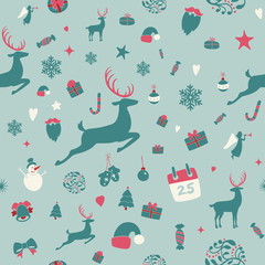 Seamless pattern design. Merry Christmas card decoration. Happy 