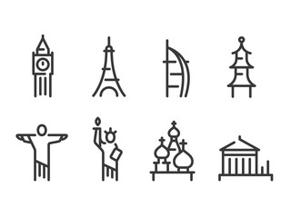 Landmarks icons set
