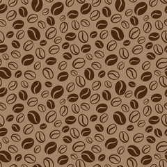 Seamless vector pattern with coffee beans. Repeating seamless coffee beans background for textile print, wrapping paper, package, scrapbooking. - 121595873