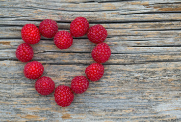 heart made of raspberries