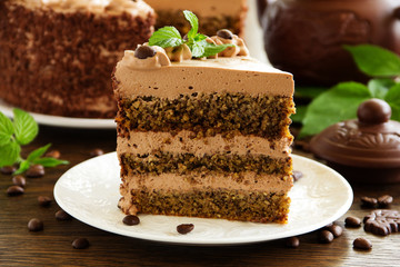 Coffee cake with chocolate.