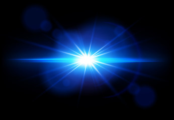 Blue Lens Flare. Vector glowing light effect. Star burst with sparkles
