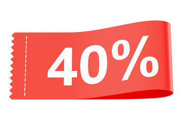 40% discount clothing tag, 3D rendering