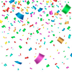 Colorful party background with confetti on the white. Vector illustration, eps 10.
