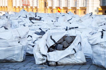 Cobblestones on the construction site