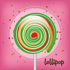rainbow lollipop pink background vector illustration eps 10