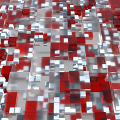 


Abstract geometry background. 3D rendered cubes with different size. 3D glass cubes with shadows, reflection, refraction and bright elements.