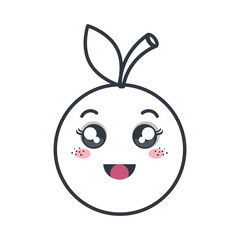 Obraz premium orange fruit food. kawaii cartoon with happy expression face. vector illustration