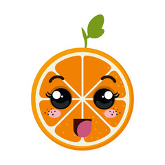 orange fruit food. kawaii cartoon with happy expression face. vector illustration