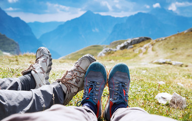 Travel trekking leisure holiday concept. Mangart, Mangart, Julian Alps, National Park, Slovenia