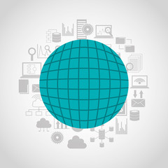 big data center flat icons vector illustration design