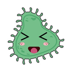 germ bacteria. kawaii cartoon with happy expression face. vector illustration