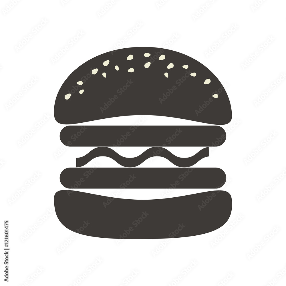 Wall mural american burger traditional fast food silhouette. vector illustration