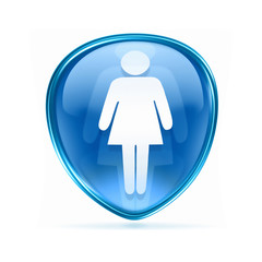 woman icon blue, isolated on white background.
