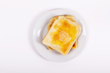 Slice of toast on a white background