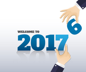 Happy new 2017 year. Greetings card. Colorful design. Vector ill