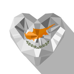 Vector crystal gem jewelry Cypriot heart with the flag of the Republic of Cyprus