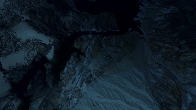 Dam middle of the valley full of of water At the night
