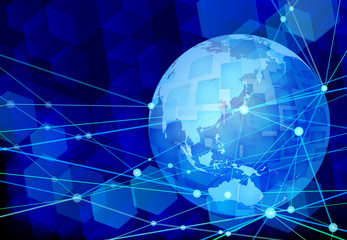 Fototapeta premium Global technology background-blue