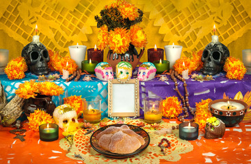 Day of the dead altar yellow