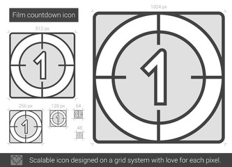 Film countdown line icon.