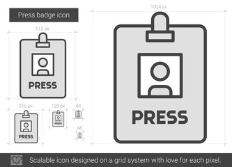 Press badge line icon.
