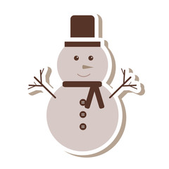 merry christmas snowman character icon vector illustration design