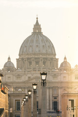 Obraz premium St Peter's Basilica Glows at Sunset