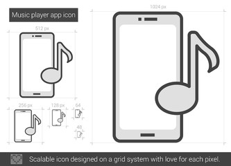 Music player app line icon.