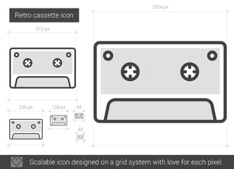 Retro cassette line icon.