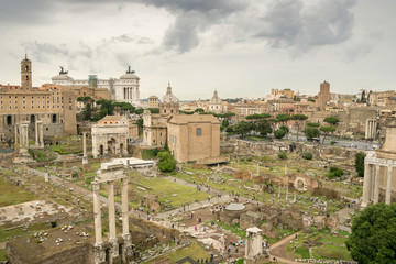 Fototapeta na wymiar The Roman Forum on a Stormy Summer's Day