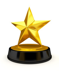 Golden star trophy - 3d render