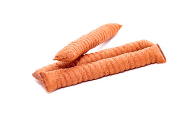 Chocolate sticks isolated on white