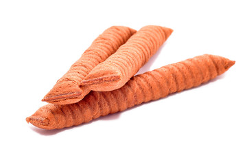 Chocolate sticks isolated on white