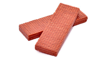 Chocolate wafers isolated on white